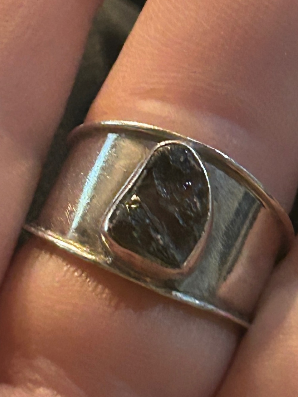 Moldavite Sterling Silver Ring